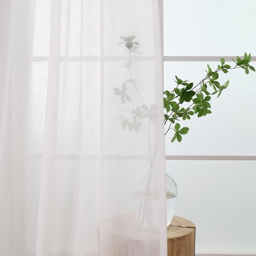 L.Z.E Off White Sheer Curtains 84 Inches Long for Living Room 2 Panels