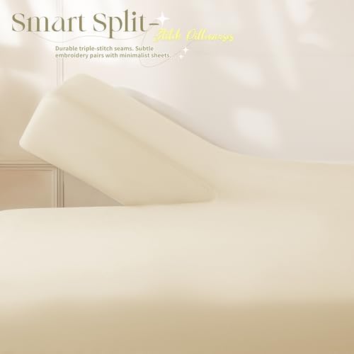 Manyshofu Beige Split Head King Sheet Sets, 4 Piece Adjustable King