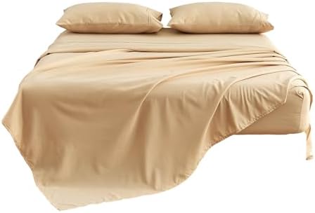 Kingnex Oversized King Flat Sheet 132x110 Top Sheet Only Beige