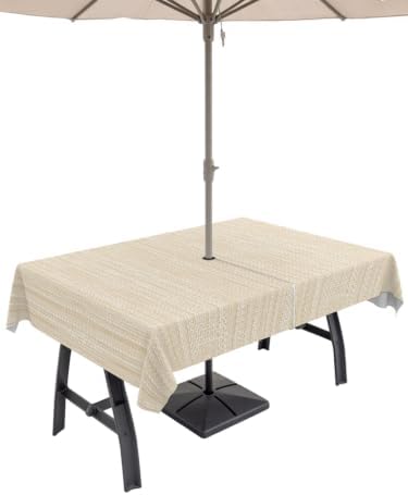 Minimalist Light Beige Tablecloth 60x84 Inch,Waterproof Rectangle