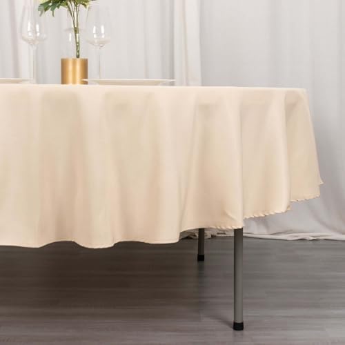 Efavormart 90" Seamless Premium Beige Linens Polyester Round