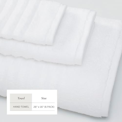 Great Bay Home 6 Pack Hand Towel Set - 100% Cotton Towels - Absorbent