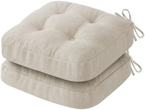 IASEAHK Memory Foam Dining Chair Cushions, Beige, 16.5"x16.5"x3.5"