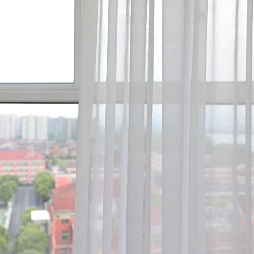 PHILEASY Window Ivory Sheer Curtains 108 Inches Long 2 Panels Sheer