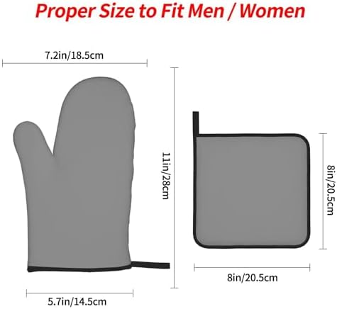 4Pcs Oven Mitts and Potholders, Grey Solid Color Classic Elegant Oven