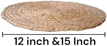 COTSILER Natural Jute Hand Woven Placemats Round Shape Set of 6