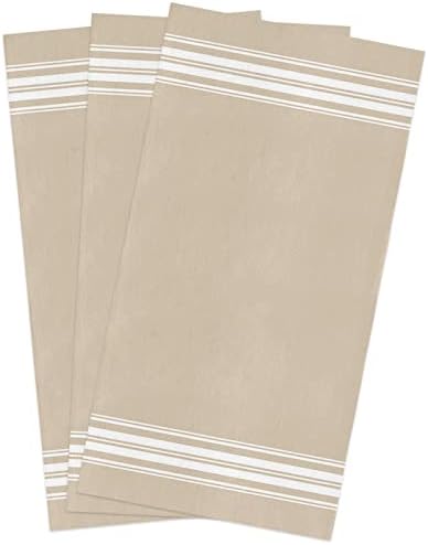 Kitchen Towels or Dish Towels, Khaki White Stripe 18 X 28 Inches
