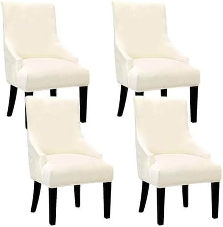Velvet Wingback Dining Chair Cover Soft Stretch Accent Chair Cover