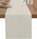 Ivory White Cotton Linen Table Runner for Dining Kitchen, Modern Pure