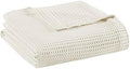 Madison Park Waffle Weave Blanket Cotton for Summer, Full/Queen, Ivory