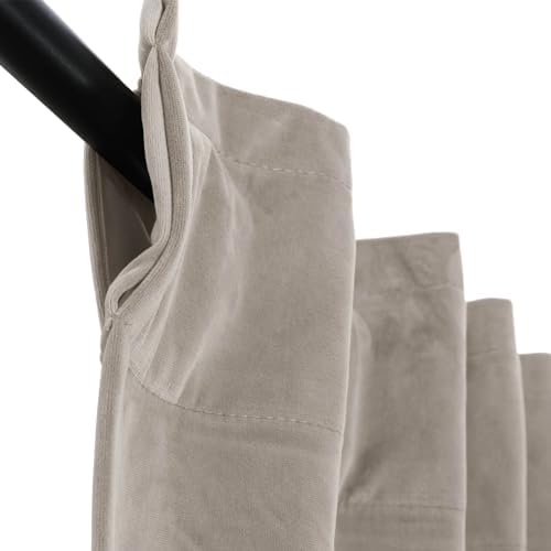 Drapifytex Extra Long 120 Inches Back Tab Gray Beige by 52 Inches Wide