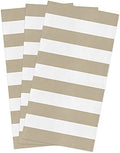 Kitchen Towels or Dish Towels, White Khaki Stripes 18 X 28 Inches