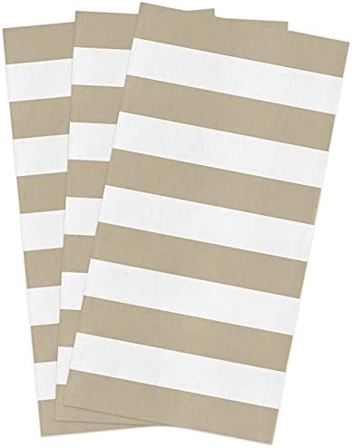 Kitchen Towels or Dish Towels, White Khaki Stripes 18 X 28 Inches