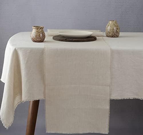 Linen Table Runner with Fringe Natural14x90 Inch