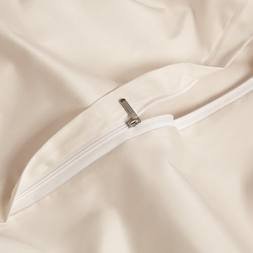 100% Long Staple Cotton Twin Duvet Cover Set Cream for Hot Sleepers