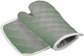Quilted Cotton Terry Cloth Oven Mitt, Pot Holder Grass Green Grey