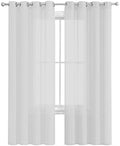 Teamery Sheer Curtains 63 Inches Long, Gray Solid Color Sheer