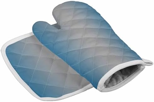 Quilted Cotton Terry Cloth Oven Mitt, Pot Holder Blue Grey Gradient
