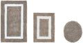 Cotton Tufted Beige White Bathroom Rugs Sets 3 Piece