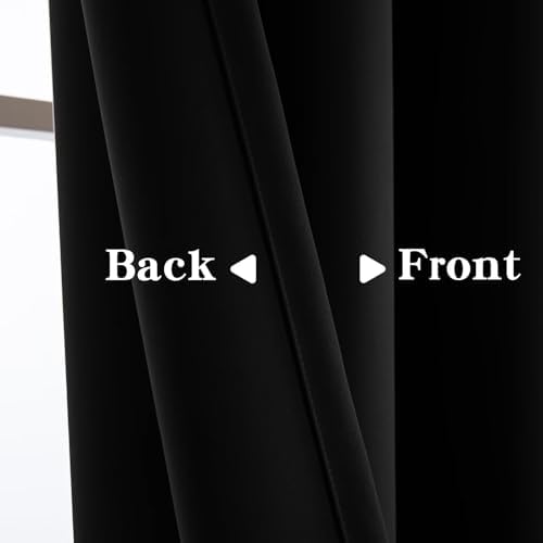 Blackout Curtain Drapes for Bedroom Grommet(W52 x L96,Black)