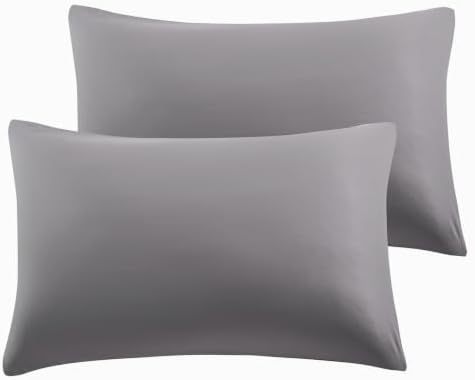 Easy Care Microfiber Pillowcases, Gray, Standard Size, Pack of 2