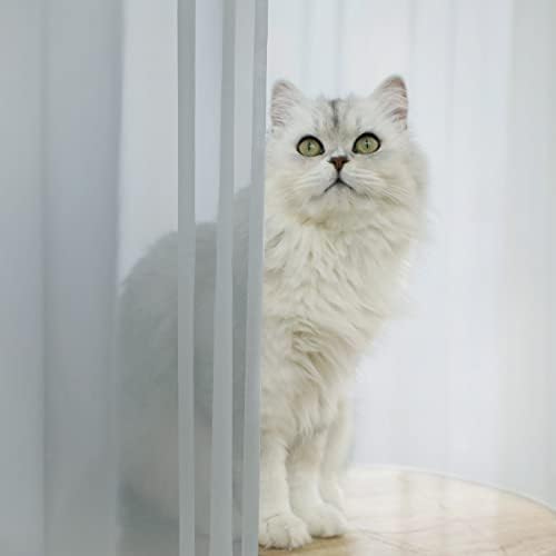 L&TEC Window Light Gray Sheer Curtains 63 Inches Long 2 Panels Sheer