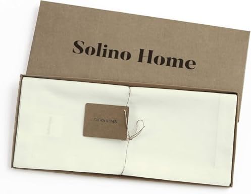 Solino Home Cotton Linen Table Runner Ivory, Dru Cotton Linen