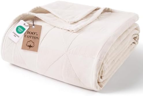 Exclusivo Mezcla 4-Layer 100% Cotton Muslin Throw Blanket, Beige