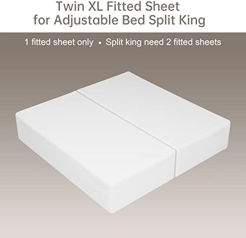 100% Egyptian Cotton Fitted Sheet Twin-XL/Split King Size White,600