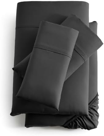 4-Piece Cotton Bed Sheet Set King 16" Deep Pocket Dark Grey