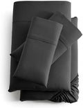 4-Piece Cotton Bed Sheet Set King 16" Deep Pocket Dark Grey