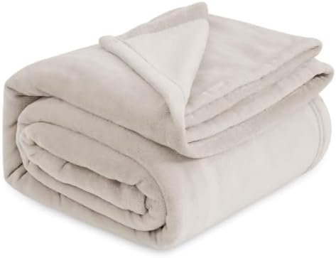 Bedsure GentleSoft Fleece Blanket California King Size Linen Beige