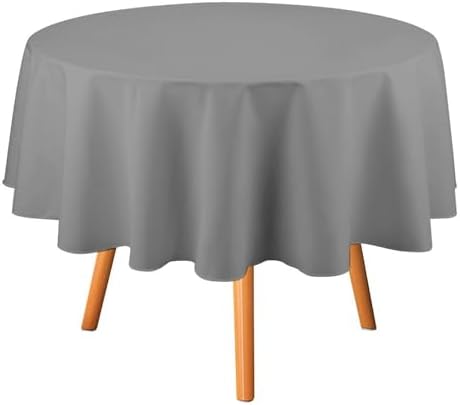 Grey Solid Color Classic Elegant Tablecloth Washable Dinng Table