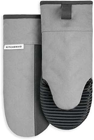 KitchenAid Beacon Two-Tone Non-Slip Oven Mitt Set, Cool Grey/Frost