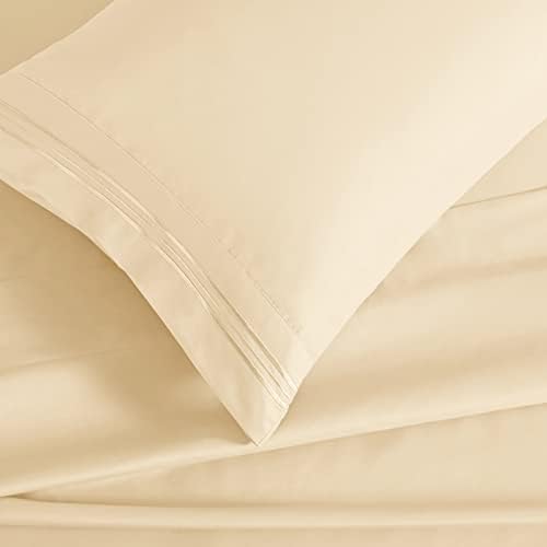Manyshofu Extra Deep Pocket King Sheets, Light Beige Microfiber