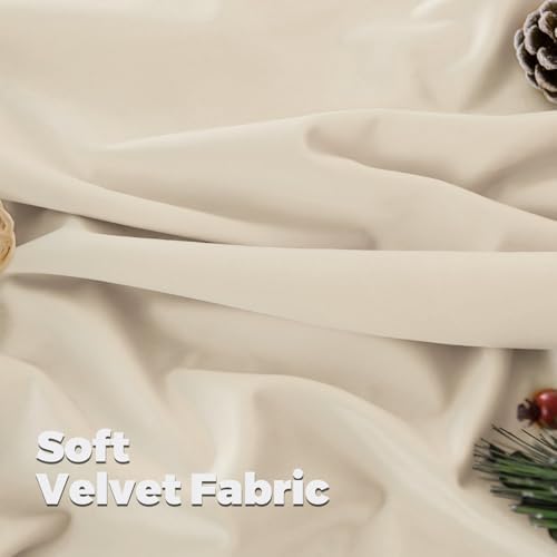BGment Cream Beige Velvet Curtains 108 Inch for Bedroom, Thick Thermal