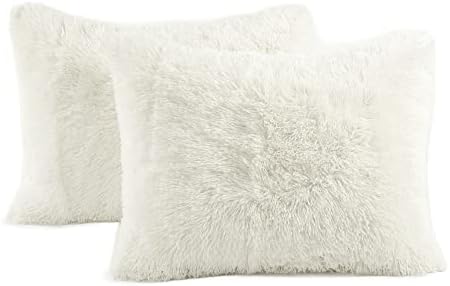 Lush Decor Emma Faux Fur Comforter King Size 3 Piece Set Ivory - Cream