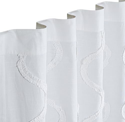 Bedding Craft White Farmhouse Tab Top Curtains 96 Inch Long – Set of 2
