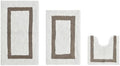 Tufted Cotton White Beige Bathroom Rugs Sets 3 Piece