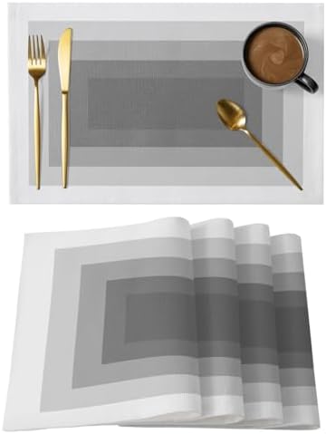 Gray Gradient Squares Placemats Set of 8, Softness Layers Zen