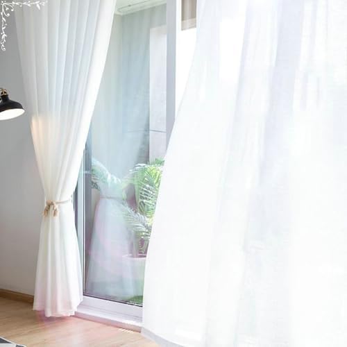 Beydodo Bedroom Curtains 63 Inches Long, Semi Sheer Curtains for