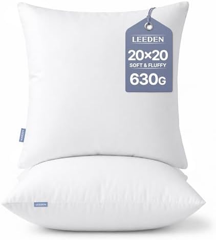 Leeden 20x20 Throw Pillow Inserts Set of 2, Pillow Forms for Couch