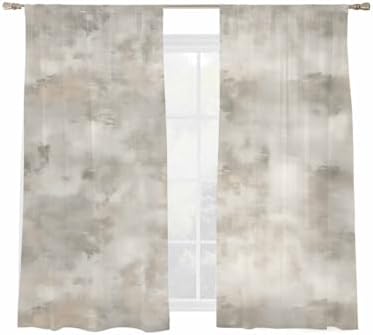 Beige Sheer Curtains 72 Inches Long 2 Panels, Semi Sheer Rod Pocket