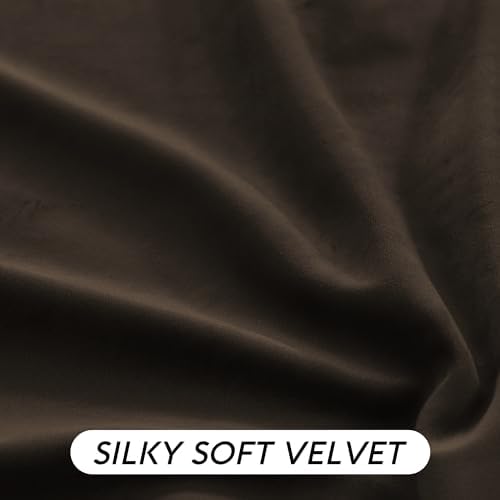RYB HOME Brown Velvet Curtains 72 inches Length with Hook Belt