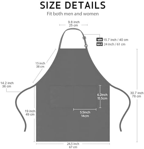 4 Packs Waterproof Cooking Chef Bib Aprons with 2 Pockets for Men