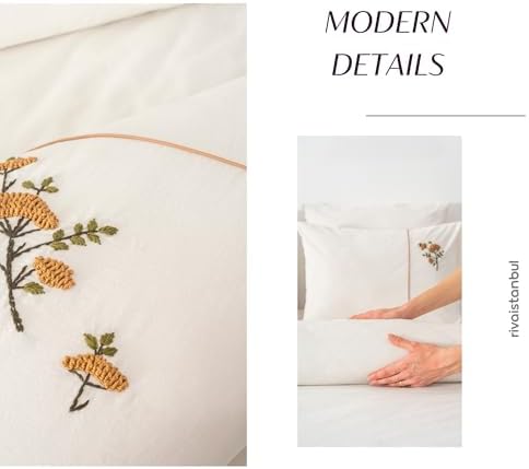 100% Cotton Duvet Cover Bedding Set | 6-Piece Embroidered Duvet Cover