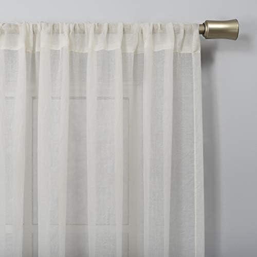No. 918 Genevieve 2-Pack Linen Weave Sheer Semi-Sheer Rod Pocket