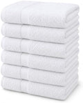 100% Cotton Hand Towels for Bathroom, Set of 6 (16"x27") - White