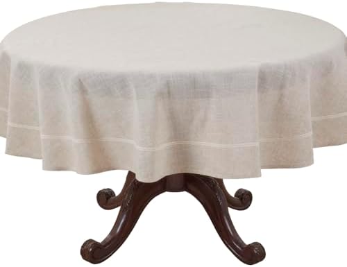 Fennco Styles Linen Blend Tablecloth with Lace Trim 90" Round