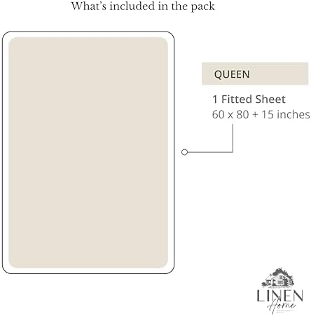 Linen Home Queen Size Fitted Sheet only 100% Cotton Percale, Light